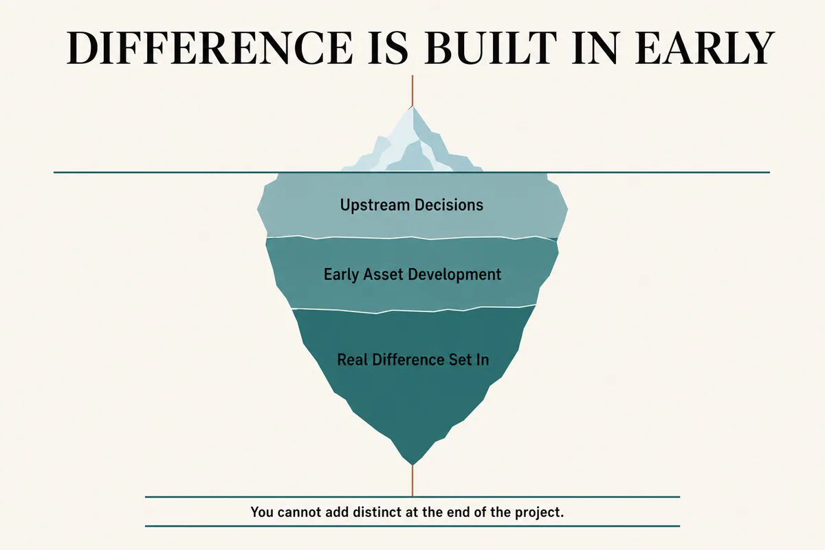 Visual summary for Real Difference Is Built In, Not Written In Later.